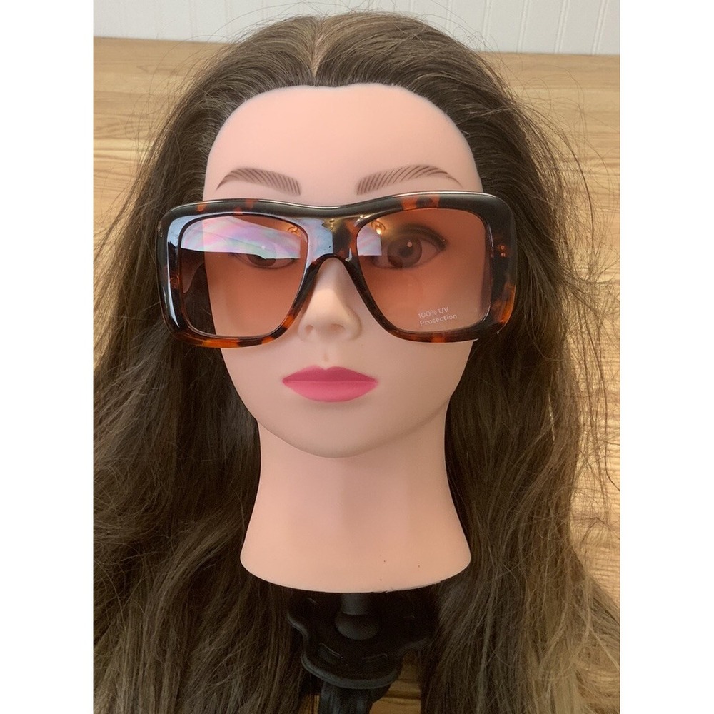 A New Day Womens Brown Oversized Plastic Frame Sunglasses